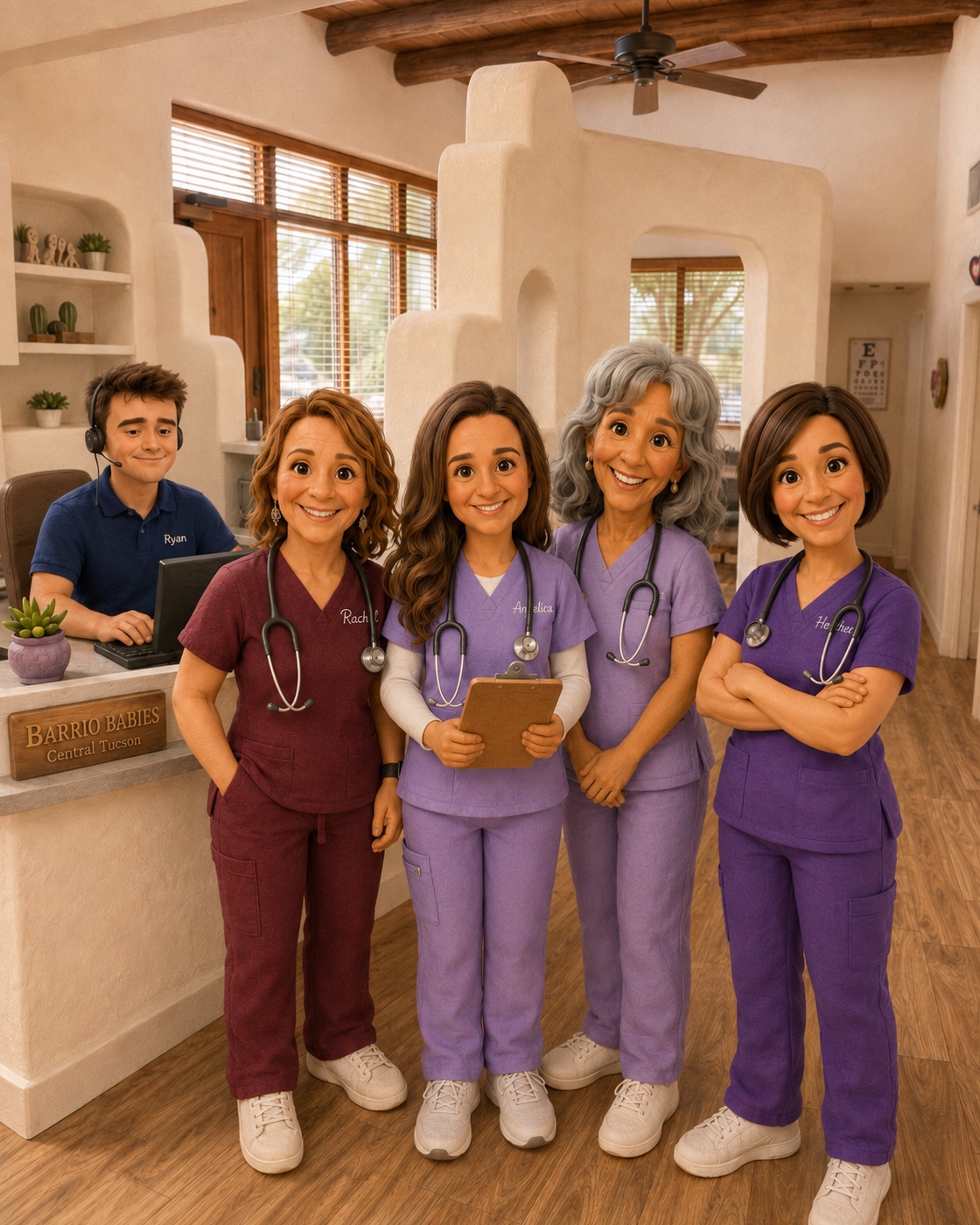 The Barrio Babies care team of nurse practitioners and lactation experts together at the warm Tucson clinic